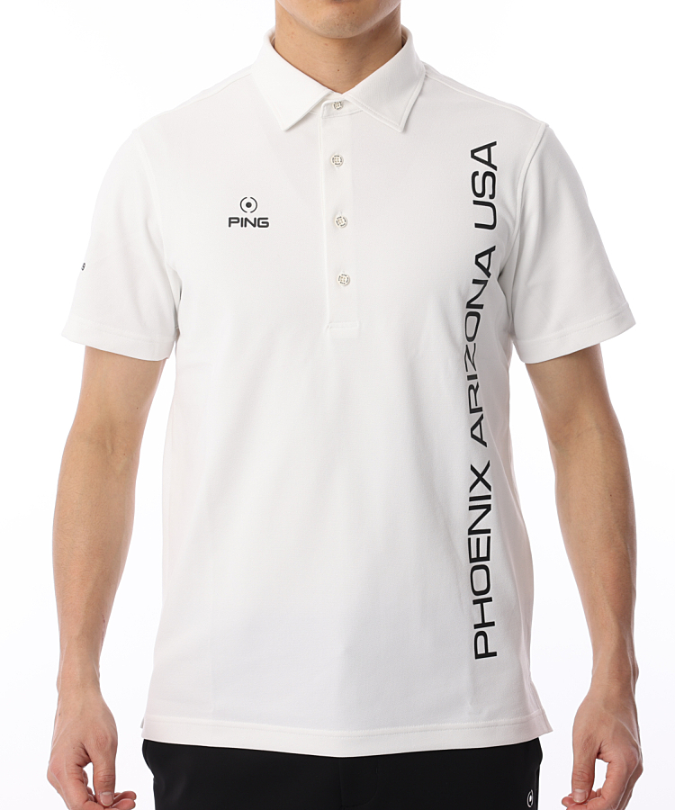 ピン PN ロゴPrint軽量カノコ半袖ポロシャツ ゴルフウェア通販 HIGUMA 