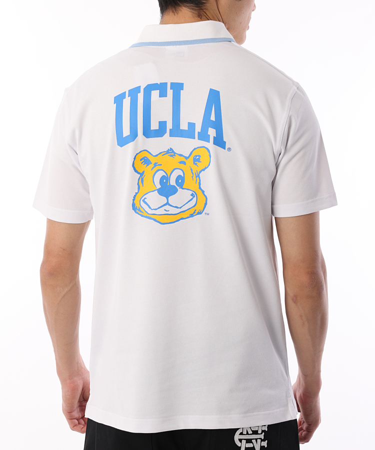 ニューエラ NE [UCLA]ロゴPT鹿の子半袖ポロシャツ(ホワイト) ゴルフ