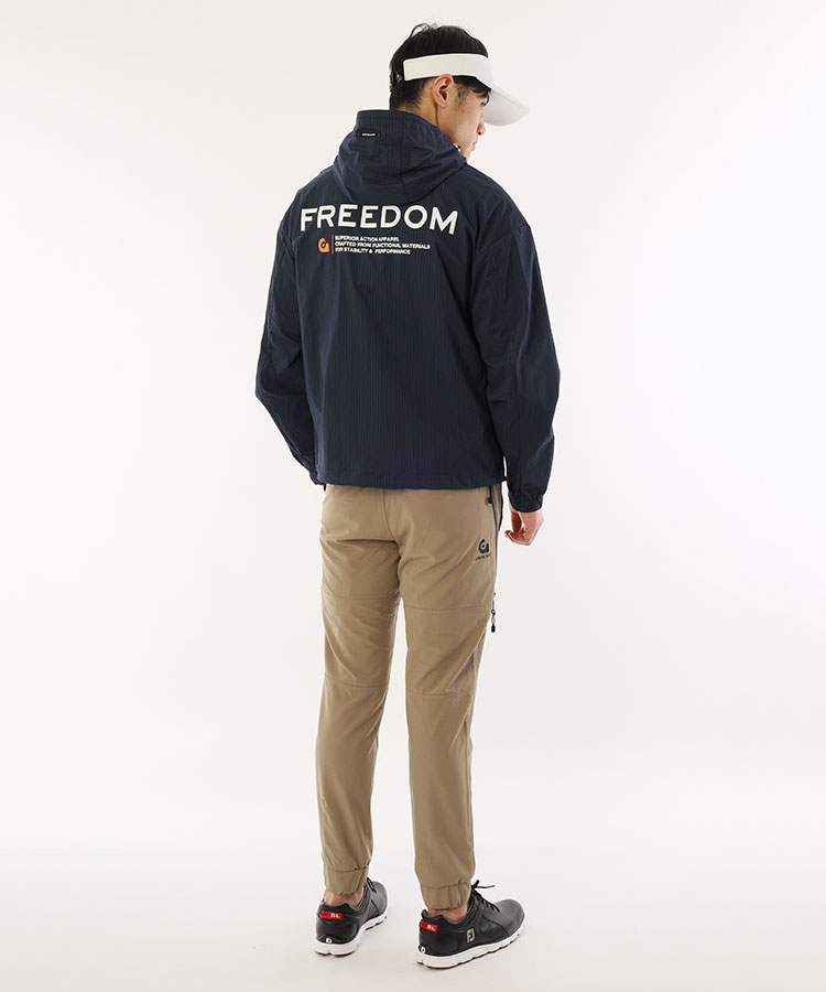 グラビスゴルフ GV Backロゴストライプ柄マウンテンパーカー