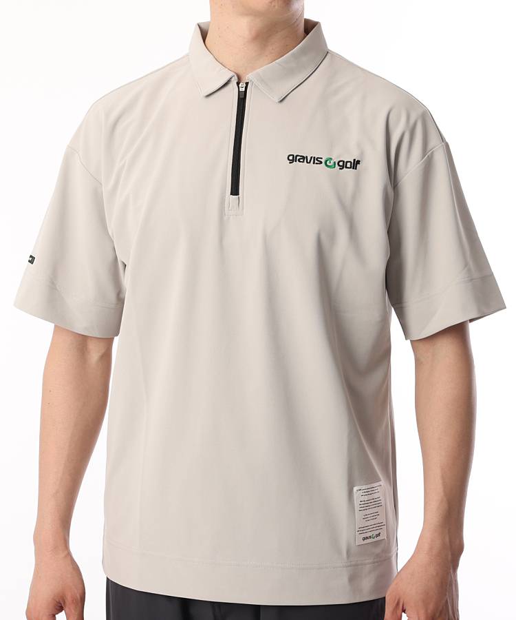 グラビスゴルフ GV BACKロゴハーフZIP半袖ポロシャツ ゴルフウェア通販 