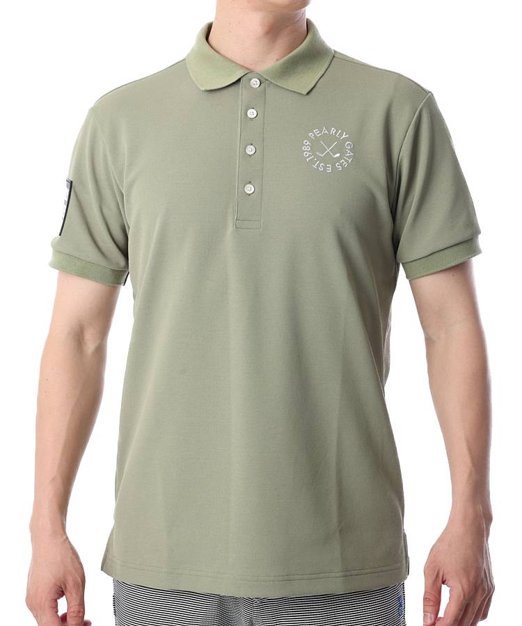 パーリーゲイツ PG Backプリント鹿の子UV半袖ポロシャツ ゴルフウェア
