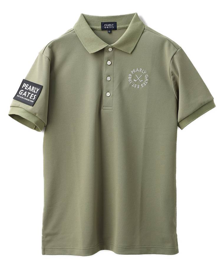 パーリーゲイツ PG Backプリント鹿の子UV半袖ポロシャツ ゴルフウェア