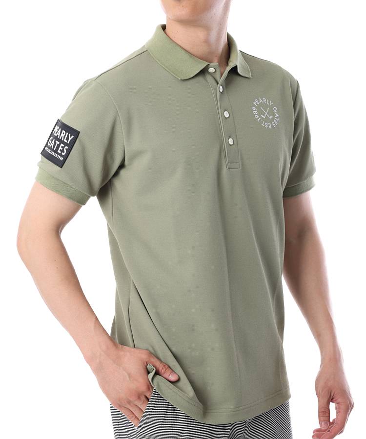 パーリーゲイツ PG Backプリント鹿の子UV半袖ポロシャツ ゴルフウェア 
