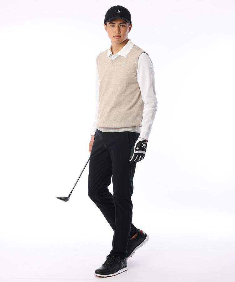 パーリーゲイツ　ポロシャツ　長袖　刺繍ロゴ　ゴルフ　日本製　ブラック　L