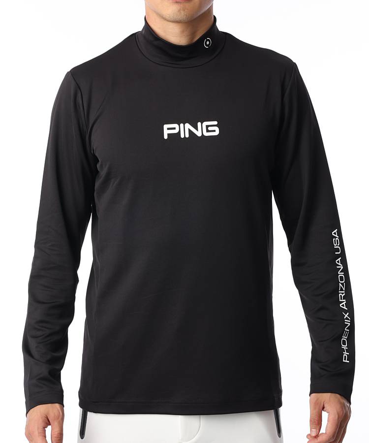 ピン PN UV軽量ロゴプリントモックネック長袖カットソー ゴルフウェア