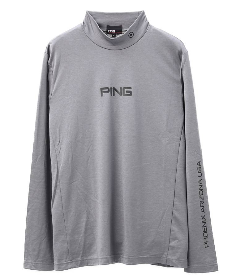 ピン PN UV軽量ロゴプリントモックネック長袖カットソー ゴルフウェア