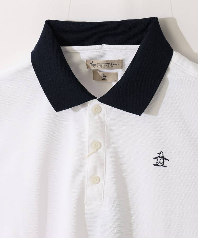 Munsingwear クレリックカラーストレッチ半袖ポロシャツ 、ホワイト 、サイズ:LL