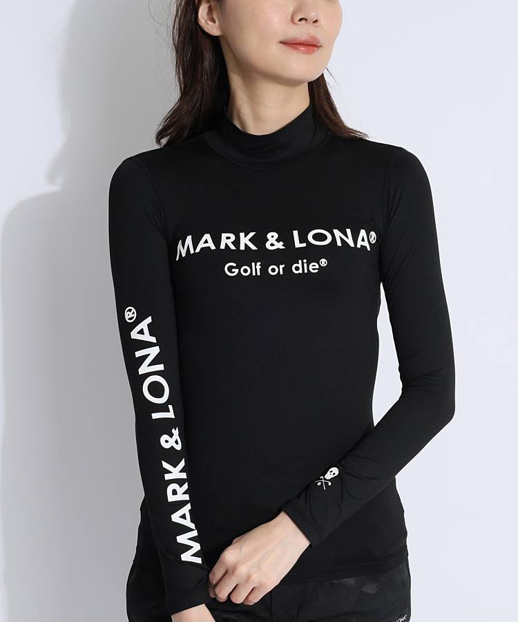 MARK&LONA☆ゴルフ長袖ハーフジップモックネックインナー黒46/秋冬裏起毛-