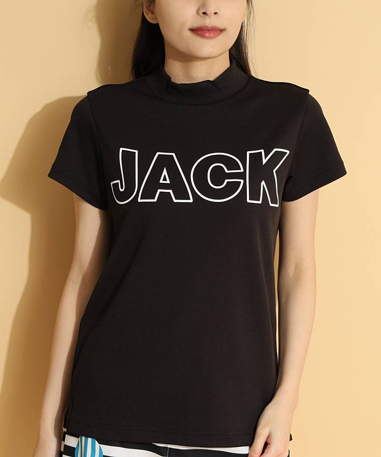 JB ロゴPrint軽量モックネック半袖カットソー