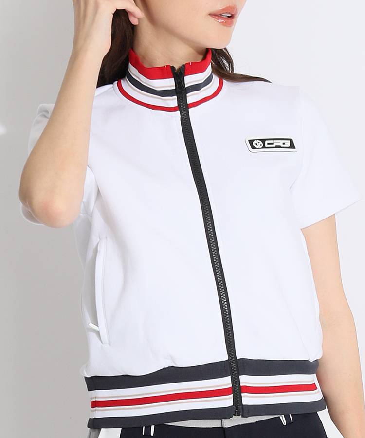 CP リブ配色ダンボール半袖ブルゾン