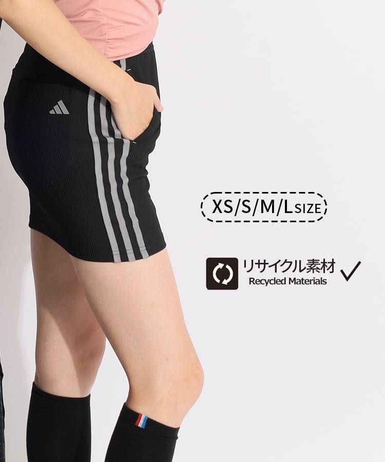 AG 一体型ペチパンツ付サイドLINEリブスカート