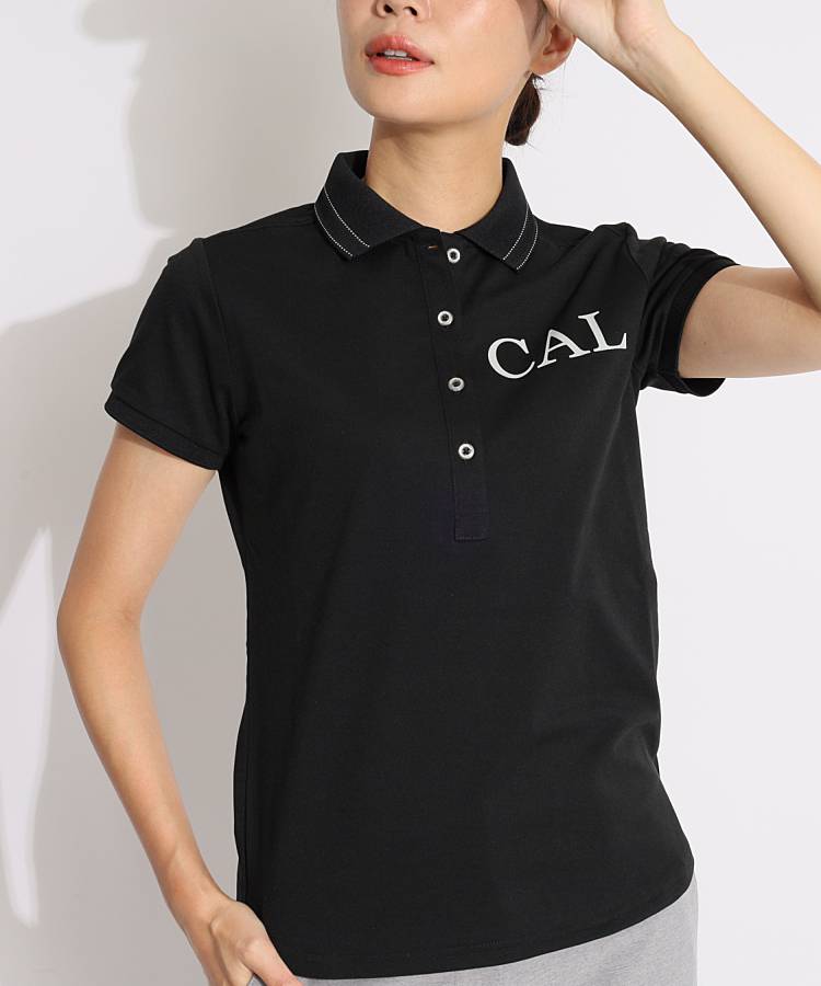 CA 吸汗速乾ロゴプリント半袖ポロシャツ