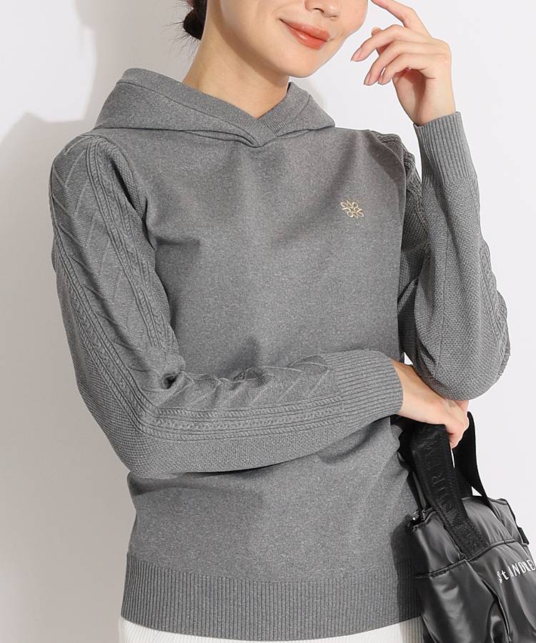 セントアンドリュース SA ケーブル編み切替ニットパーカー レディース