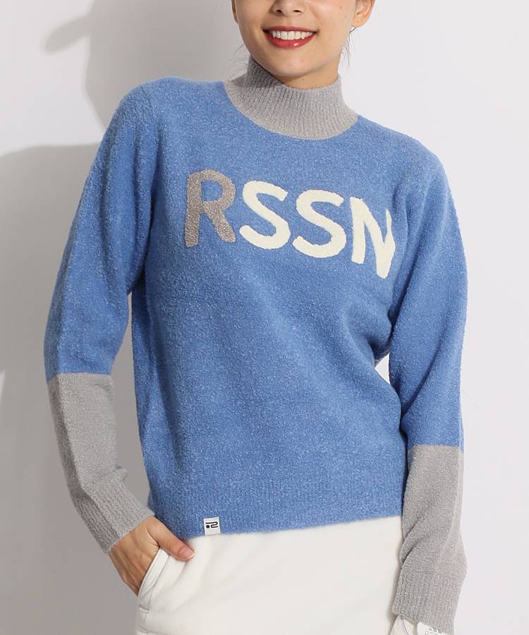 RO フロントロゴモックネックリングヤーンニット