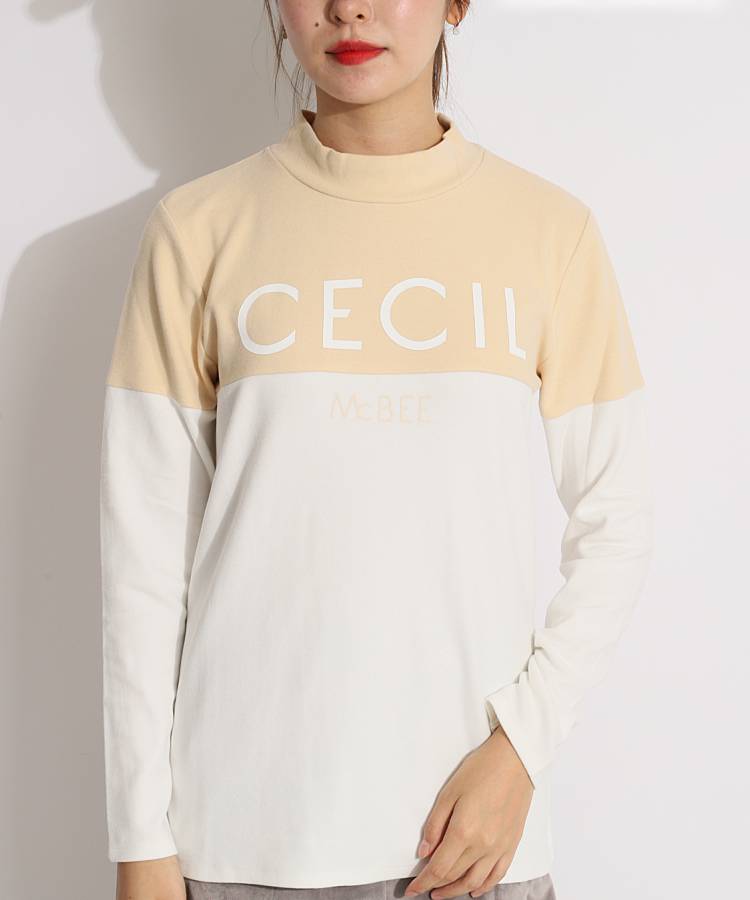 CC バイカラーマイクロフリースモックネックカットソー