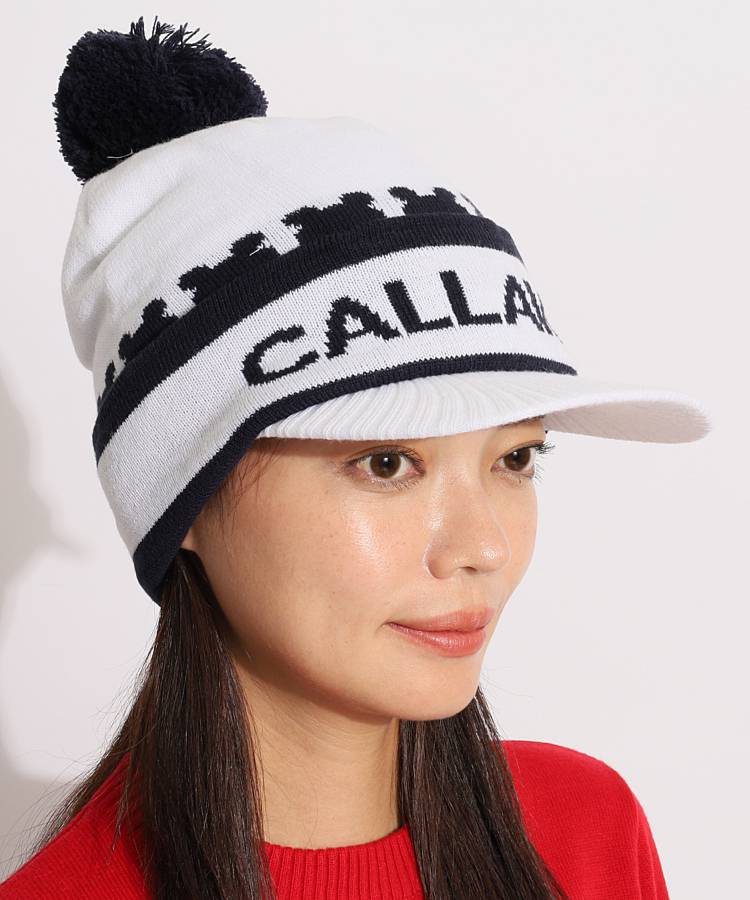CA くま柄ポンポン付きニットキャップ