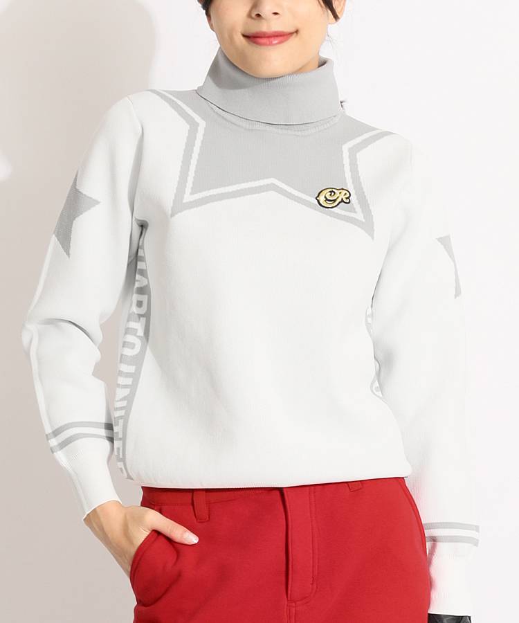 CU スターデザインタートルネックニット