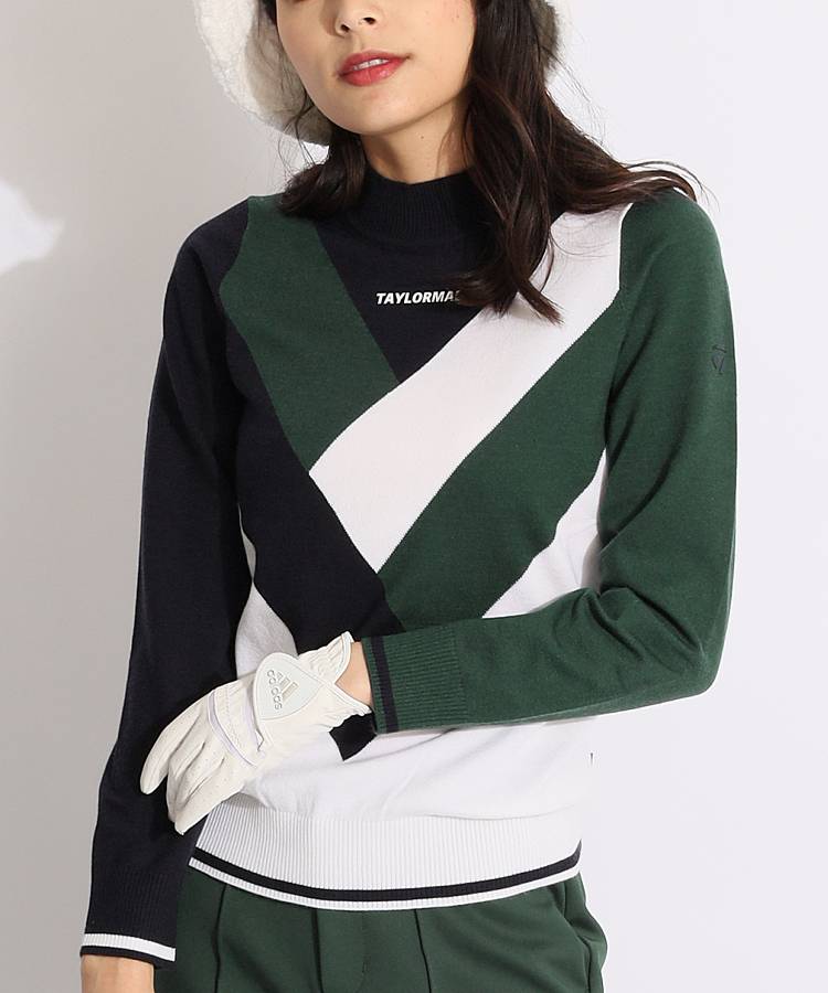 TG [CLUB_TAYLORMADE]カラーブロックモックネックニット