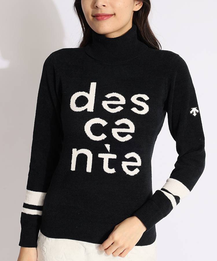 デサントゴルフ DE フロントロゴタートルネックモールニット