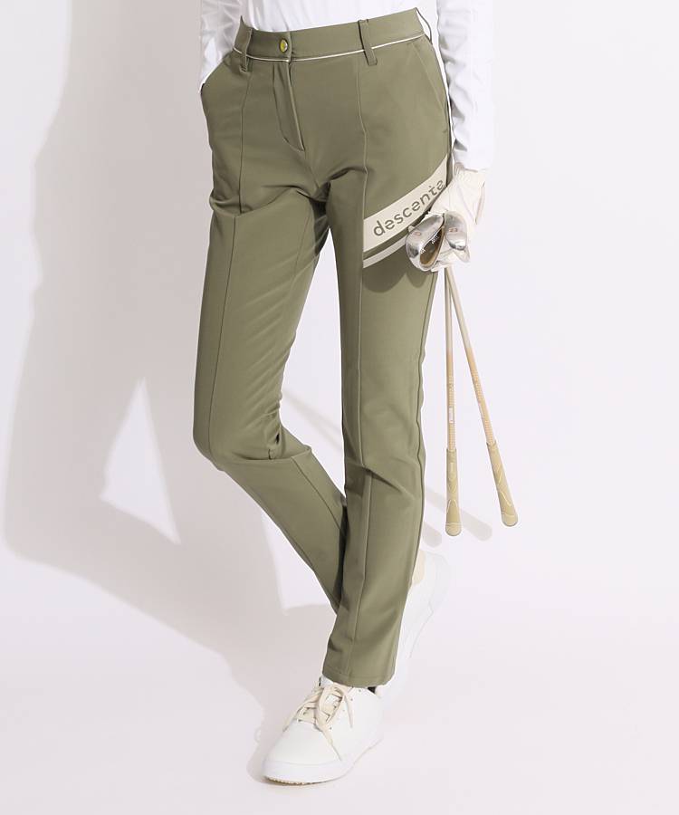 DE ロゴプリント撥水ストレッチ裏起毛パンツ
