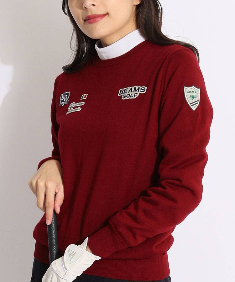 BE 防風ワッペン裏地付きクルーネックニット
