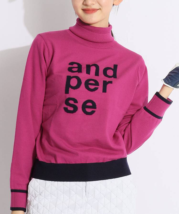 新品 アンパスィ/and per se ゴルフ クルーネック かん ニット