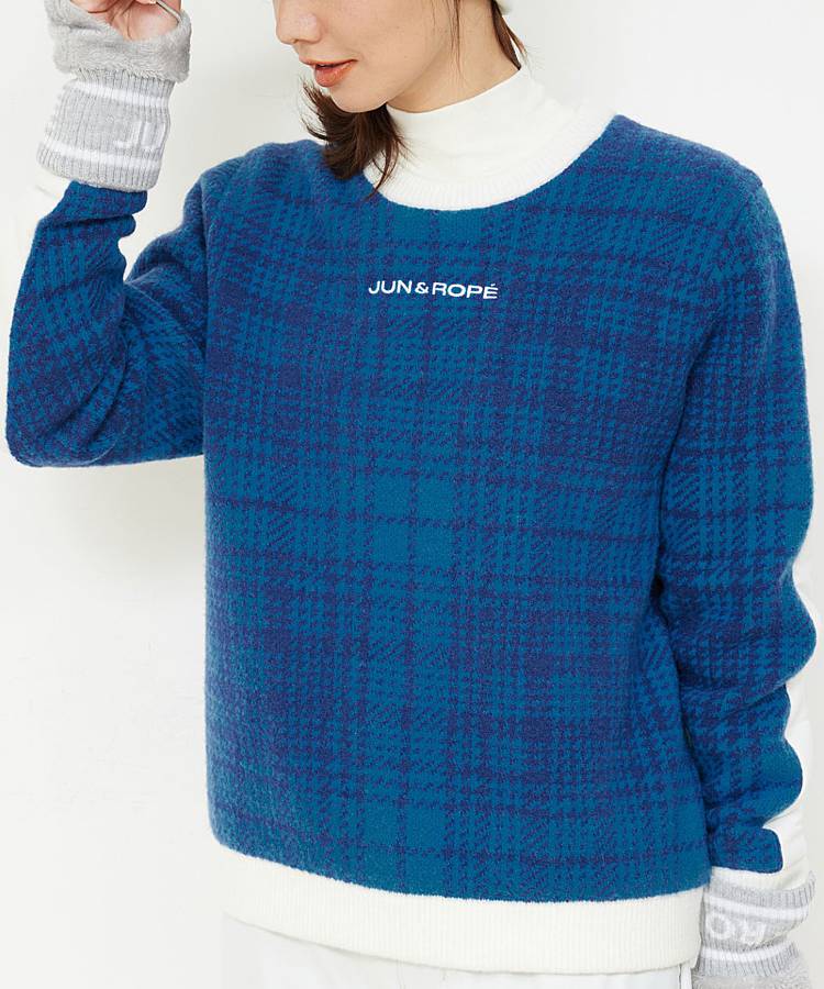 JR 制電プレイド柄ニットプルオーバー
