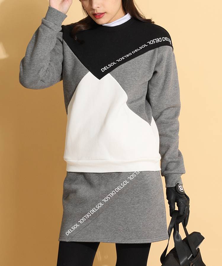 デルソルゴルフ DL 配色切替スウェット裏起毛セットアップ レディース