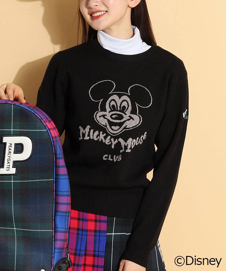 BE [Disney]ジャガードロゴクルーネックニット