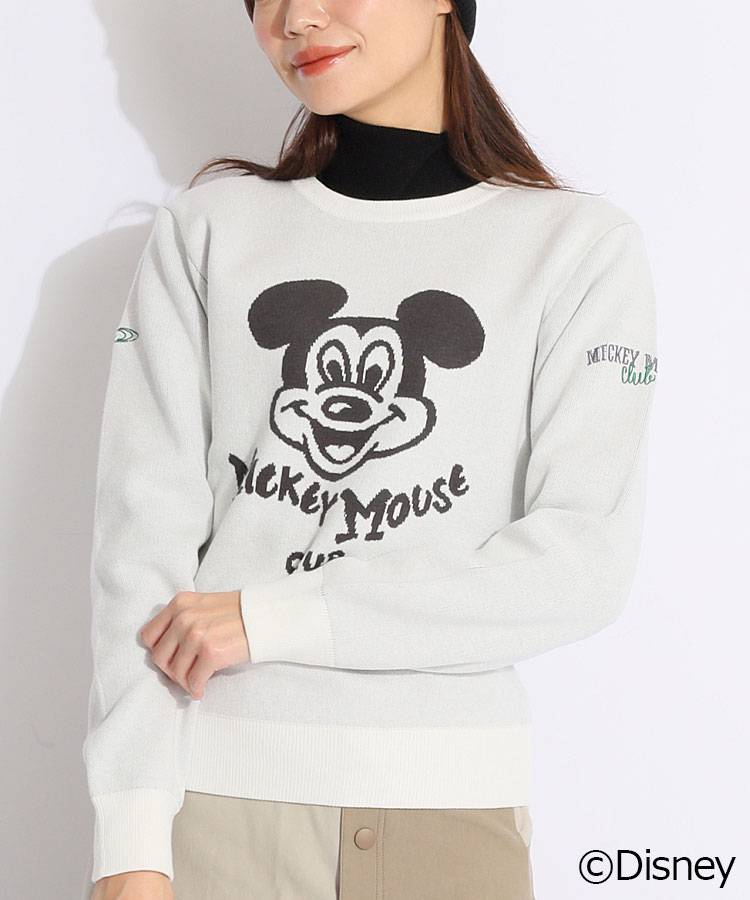 BE [Disney]ジャガードロゴクルーネックニット