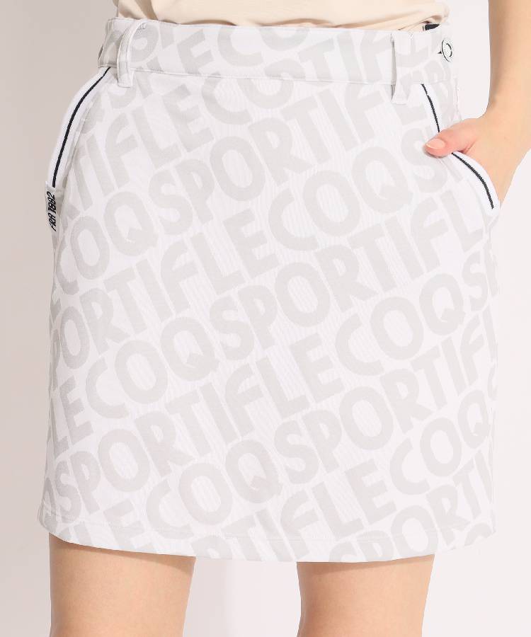 LQ 一体型ペチパンツ付バイアスロゴジャガードスカート
