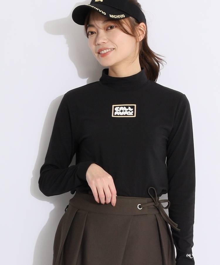 CA 【ストレッチ】ボックスロゴ長袖モックネックカットソー