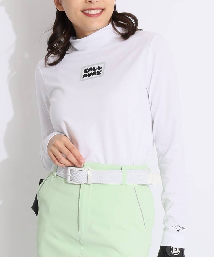 CA 【ストレッチ】ボックスロゴ長袖モックネックカットソー