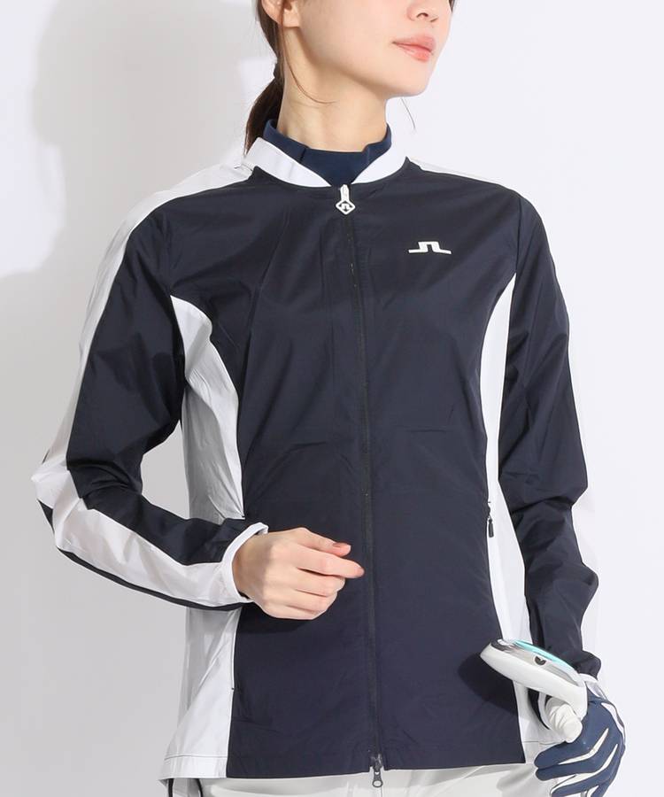 J.L GOLF 黒/ベージュ ジャケット ジェイリンドバーグ JL 防風バイカラーシャカジャケット