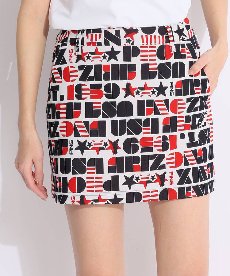 PN USA風ロゴボーダーストレッチスカート
