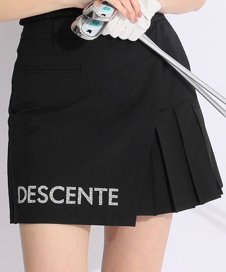 DE 【SWAROVSKI】一体型ペチパンツアシメプリーツスカート