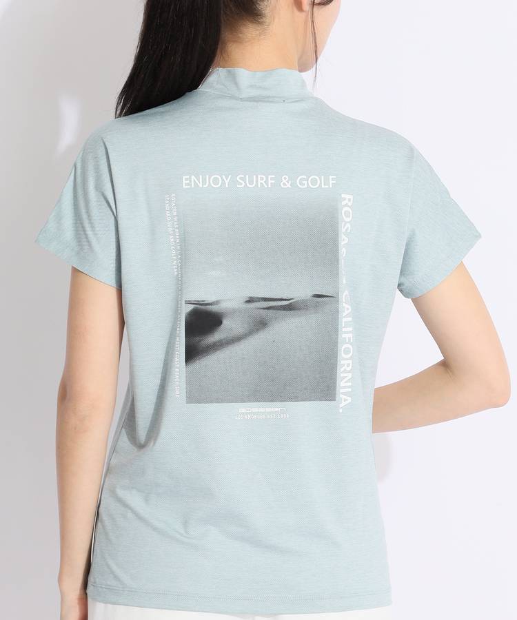 ROSASENバックプリントモックネック半袖カットソー ロサーセン RO バックプリントUVモックネック半袖カットソー