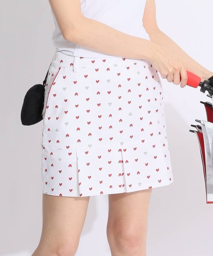 CA 【LoveCallaway】【ストレッチ】ハートプリントプリーツ切替スカート