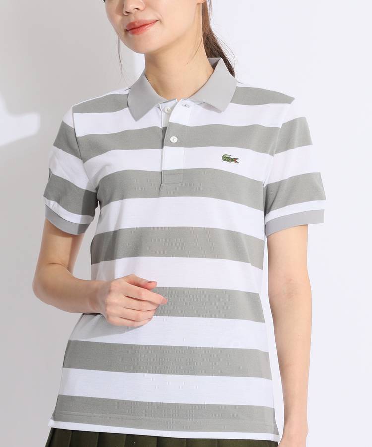 BE 【LACOSTE】バイカラーボーダー半袖ポロシャツ