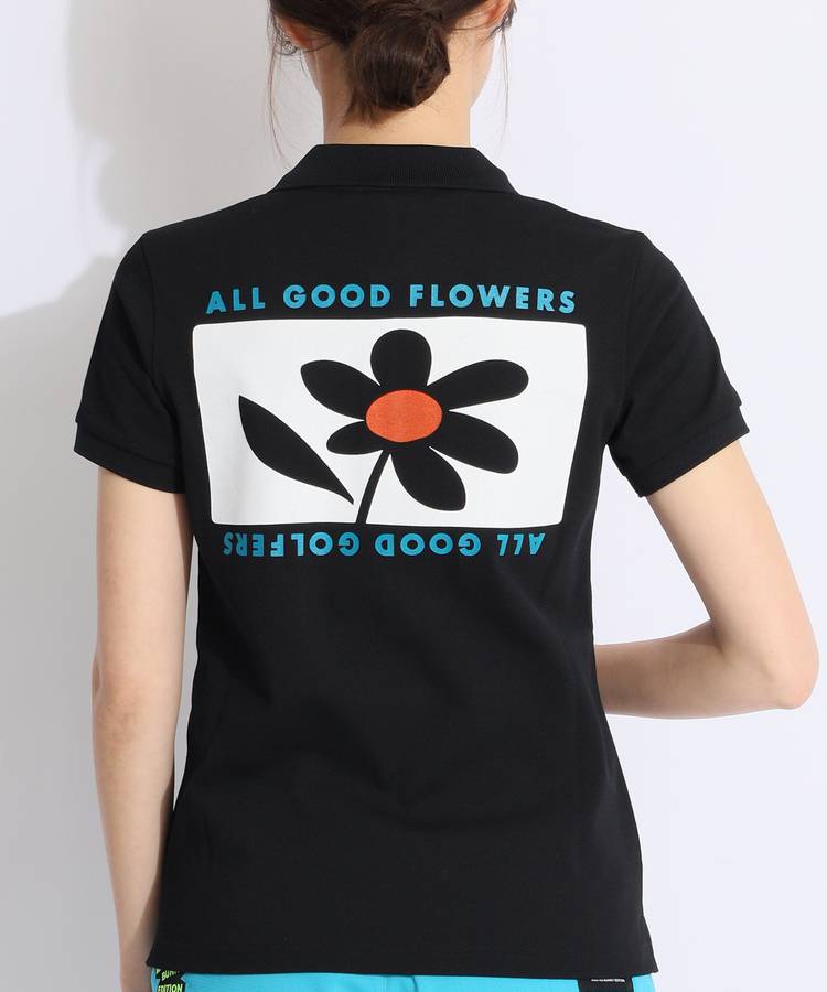 BE 【ALL_GOOD_FLOWERS】バックフラワー半袖ポロシャツ