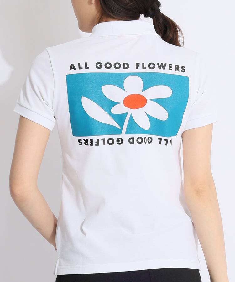 BE 【ALL_GOOD_FLOWERS】バックフラワー半袖ポロシャツ