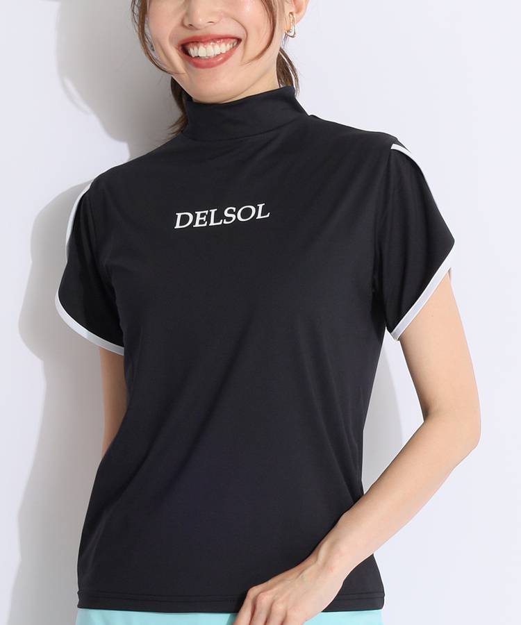デルソルゴルフ DL 重ね袖パイピングモックネック半袖カットソー