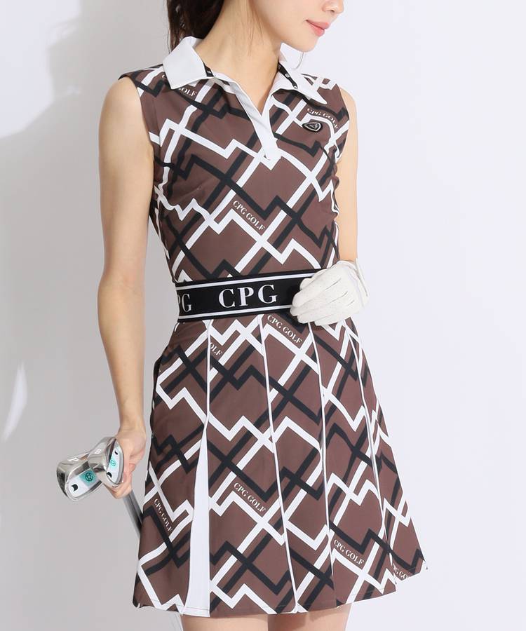 シーピージーゴルフ CP ジオメトリック柄ボックスプリーツ