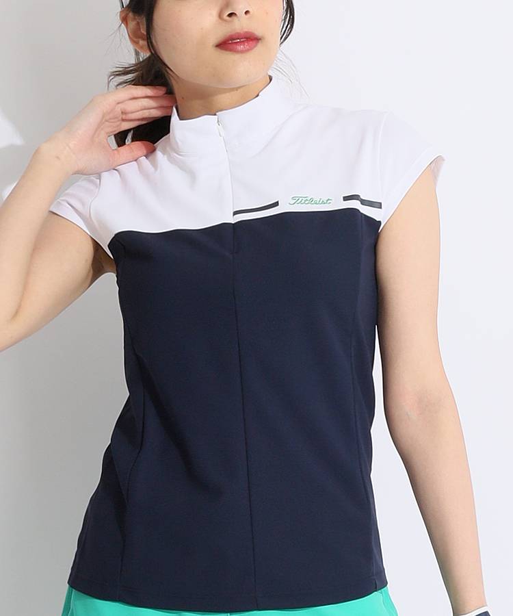 TL 【UPF50+】ハーフジップフレンチスリーブカットソー