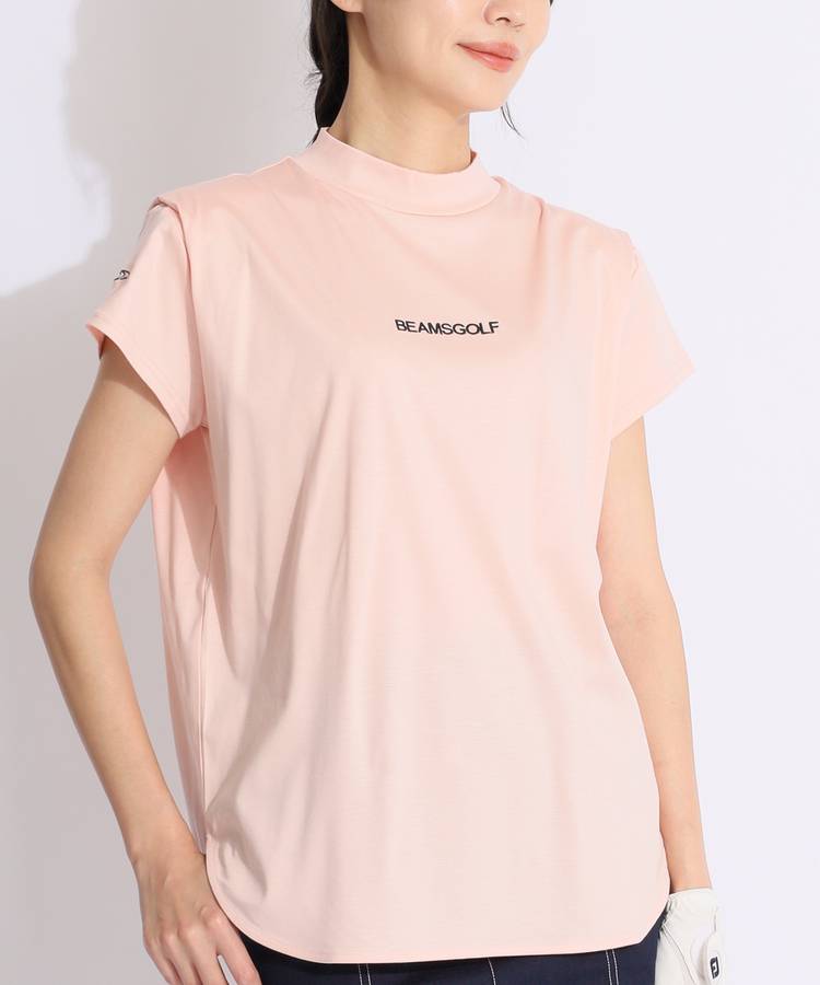 J7433 超美品 113ゴルフ 戸賀敬城メッシュモックネックカットソー ピンク J7433 超美品 113ゴルフ 戸賀敬城メッシュモックネック