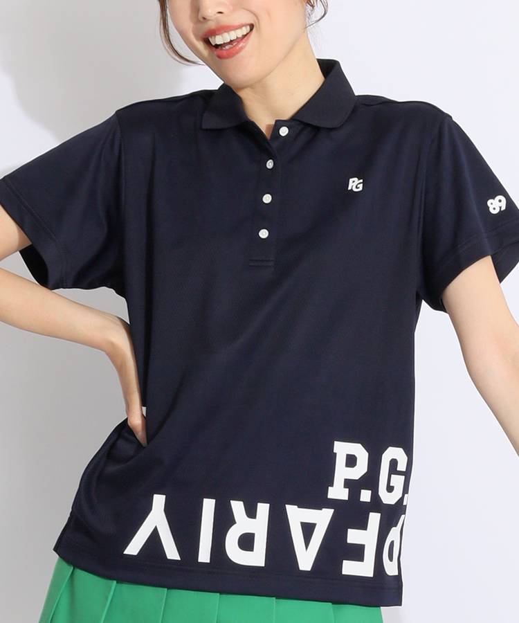パーリーゲイツ PG ロゴボーダージャガード半袖ポロシャツ