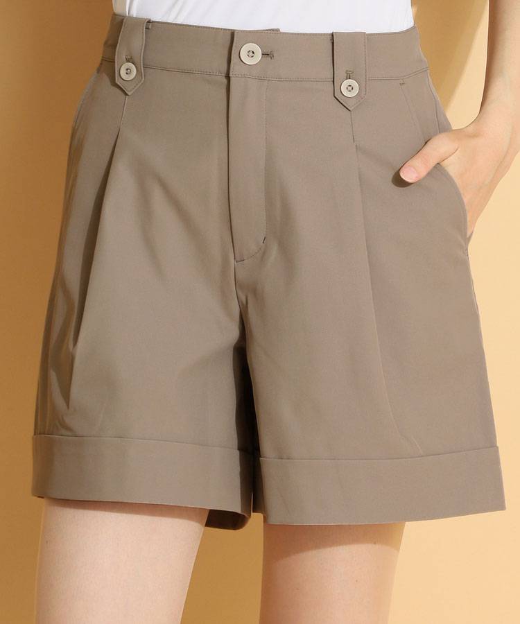 BEAMS GOLF　ツイル ショートパンツ　ダークブラウン・Lサイズ ビームスゴルフ BE タックツイルショートパンツ レディース