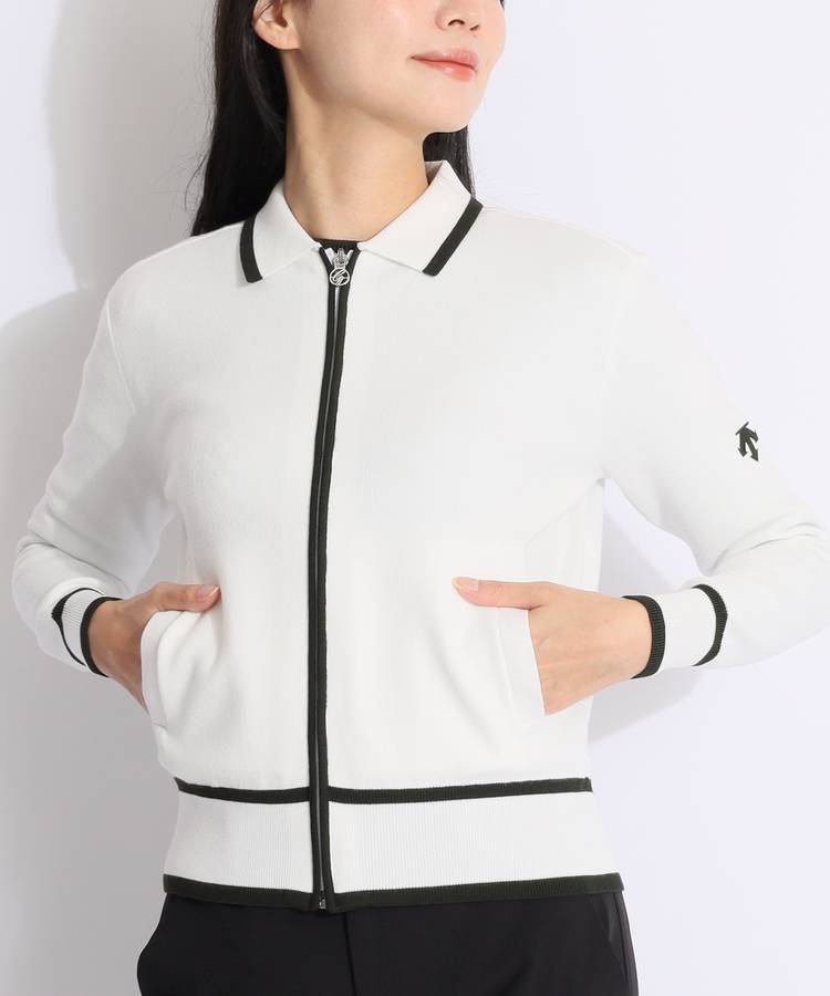 デサントゴルフ DE バイカラーラインフルジップニット