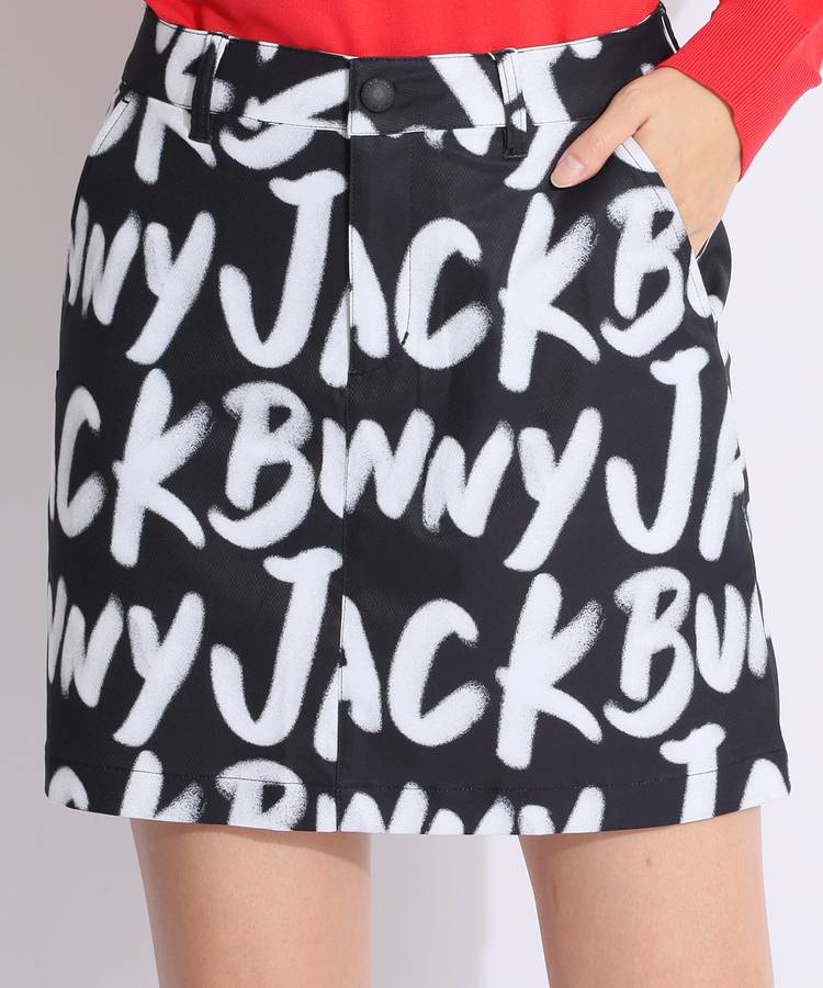 JB 【ストレッチ】ペインティング風ロゴ一体型ペチパンツ付きスカート