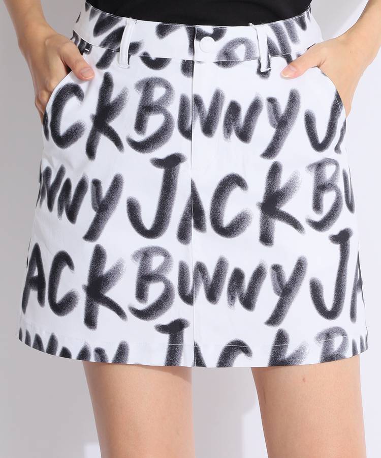 JB 【ストレッチ】ペインティング風ロゴ一体型ペチパンツ付きスカート